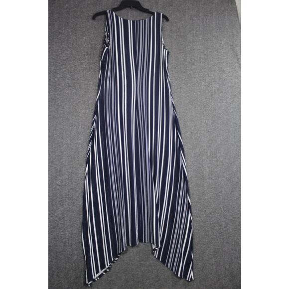 TOMMY BAHAMA ANOCHE SLEEVELESS STRIPE SHIFT HI-LOW MAXI DRESS STRIPE MEDIUM - Picture 3 of 5